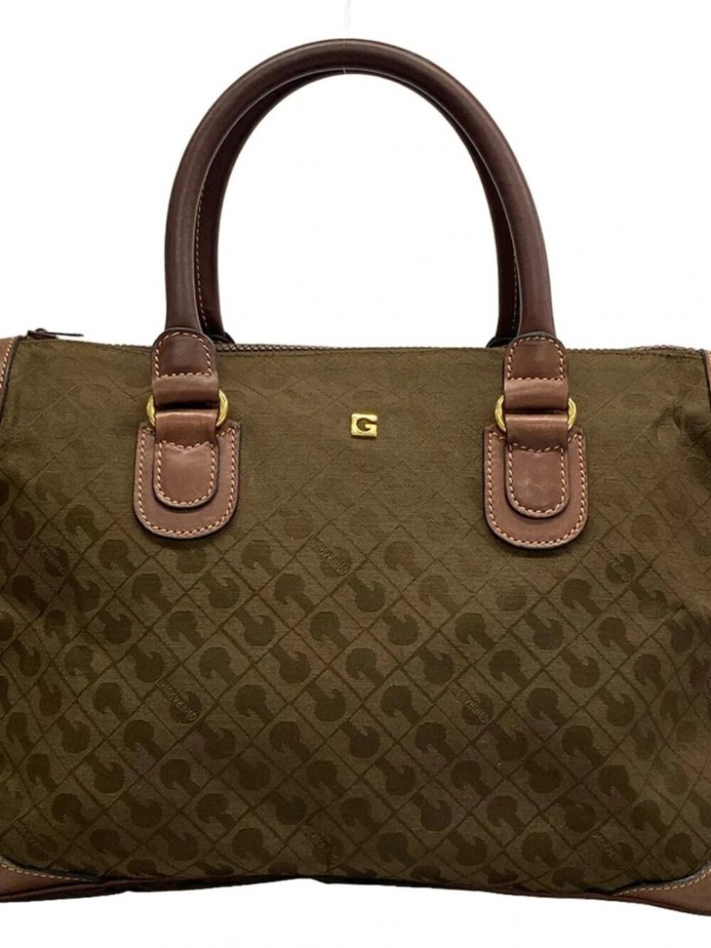 GHERARDINI Brown Dark Brown Jacquard Leather Handbag